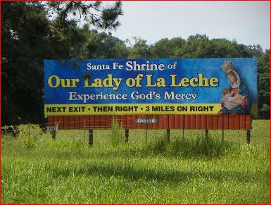 Road Sign on I-75 For Santa Fe Shrine of Our Lady of La Leche